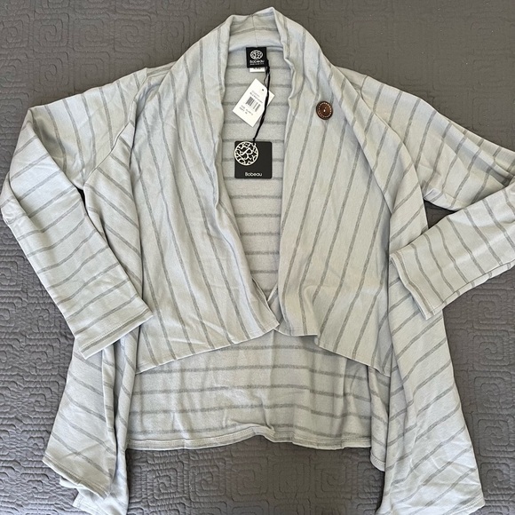 bobeau Sweaters - Nordstrom Bobeau Gray and Blue One-Button Cardigan - Plus Size